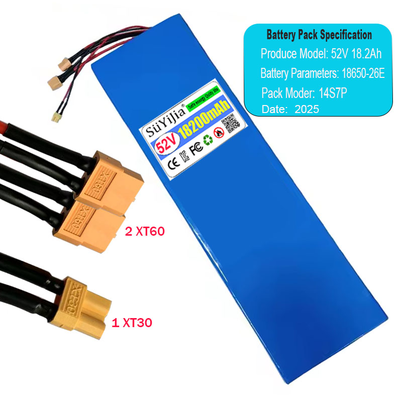 60V 30Ah Electric Scooter Battery - Yeni 14S7P 18650-26E Lityum Pil 52V